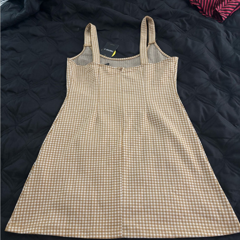 Stylish Tan Checkered Dress - Picture 4 of 7